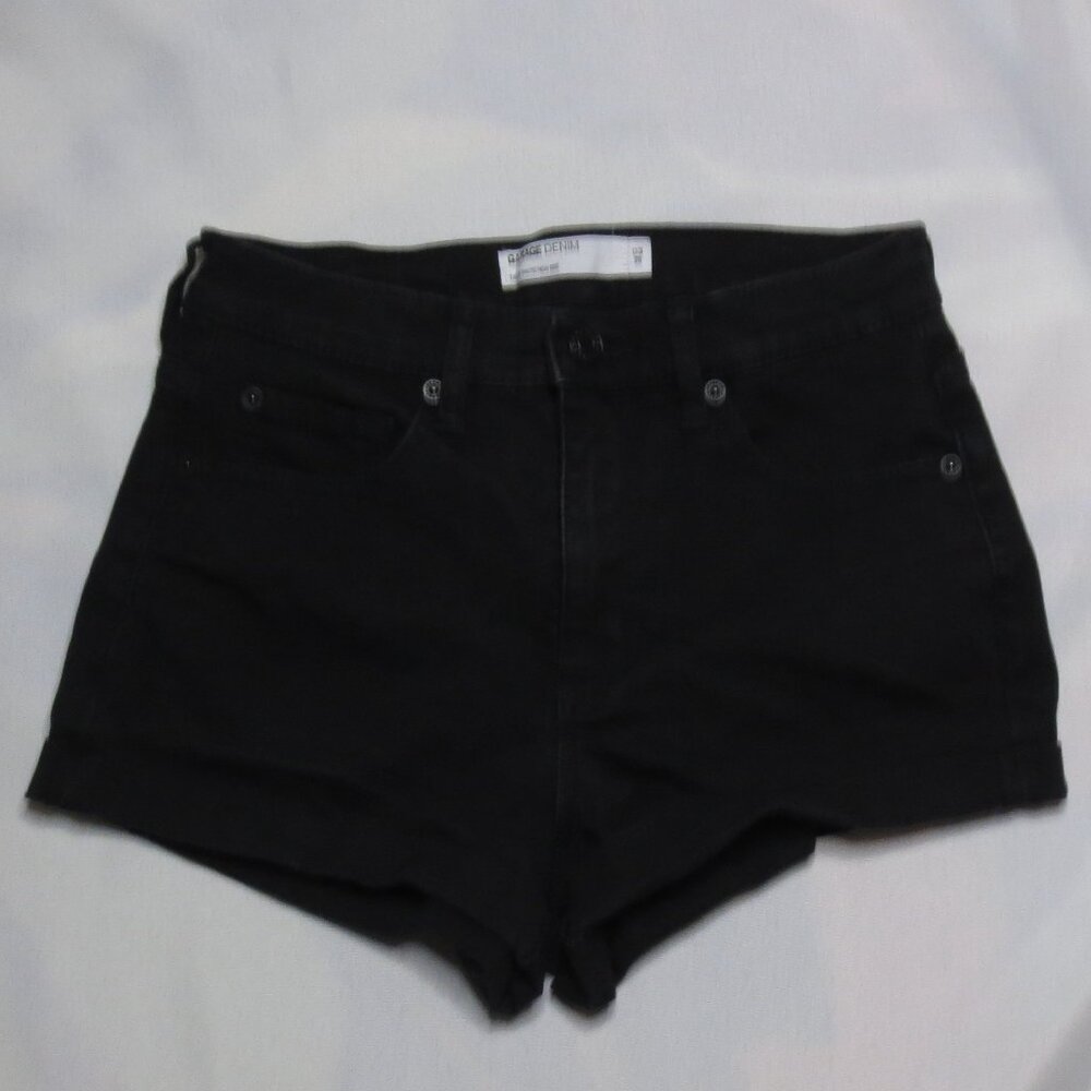 GARAGE juniors SHORTS black DENIM cuffed HIGH RISE SIZE 3/26